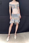 RUI segment dyeing lit low -waist short skirt RSS23KN05 dawn yellow and blue gradient